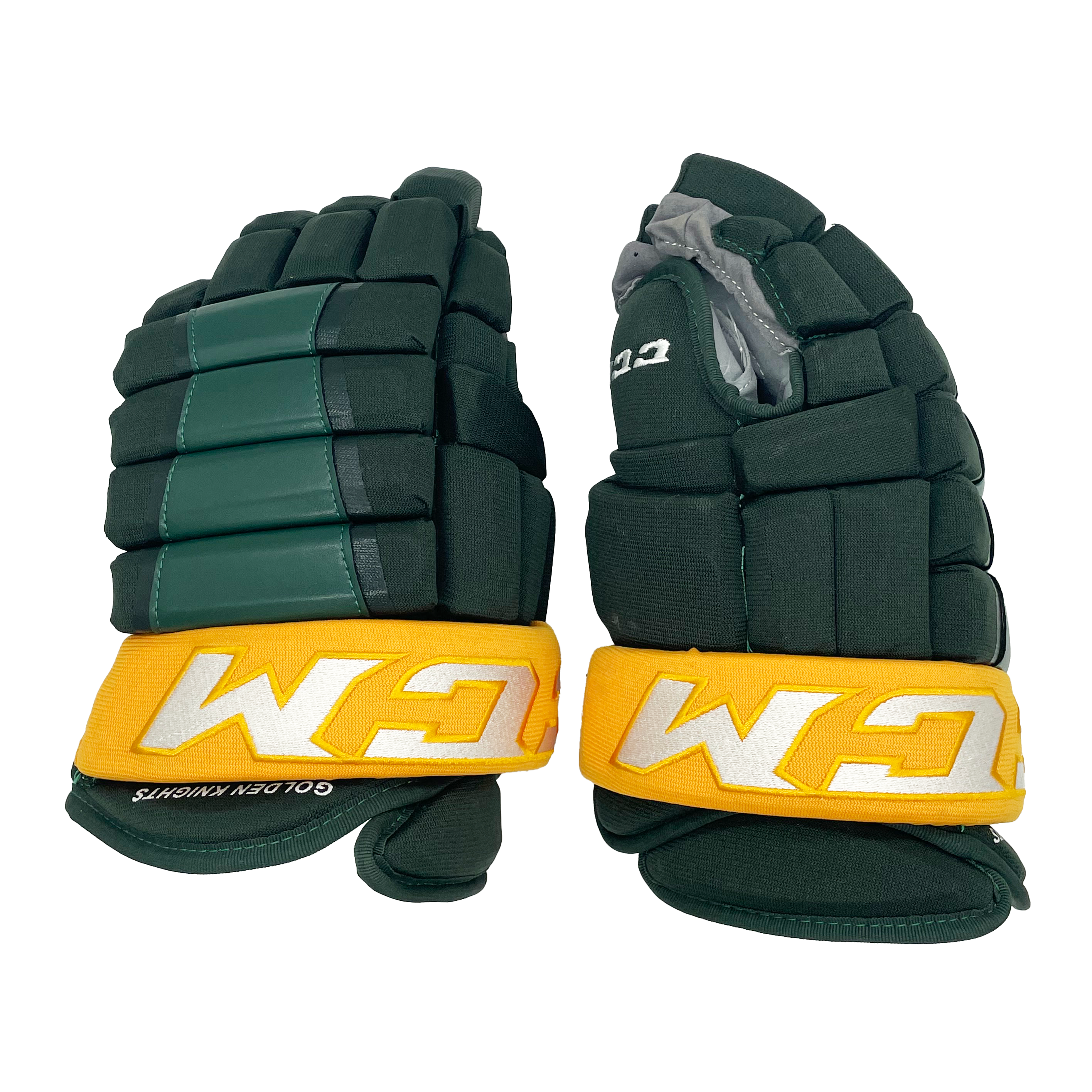 CCM HG97 - Gant de hockey NCAA Pro Stock (vert/jaune)